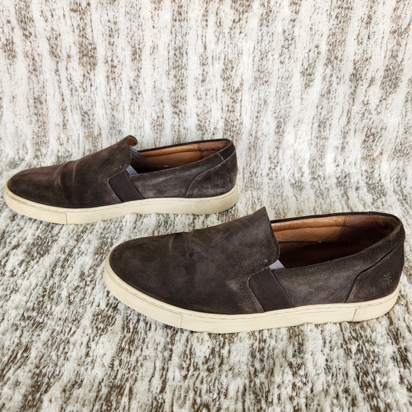 Frye "Ivy" Slip On Sneaker Shoes Gray Grey Suede Leather | Women's Size 9.5 - Picture 6 of 12